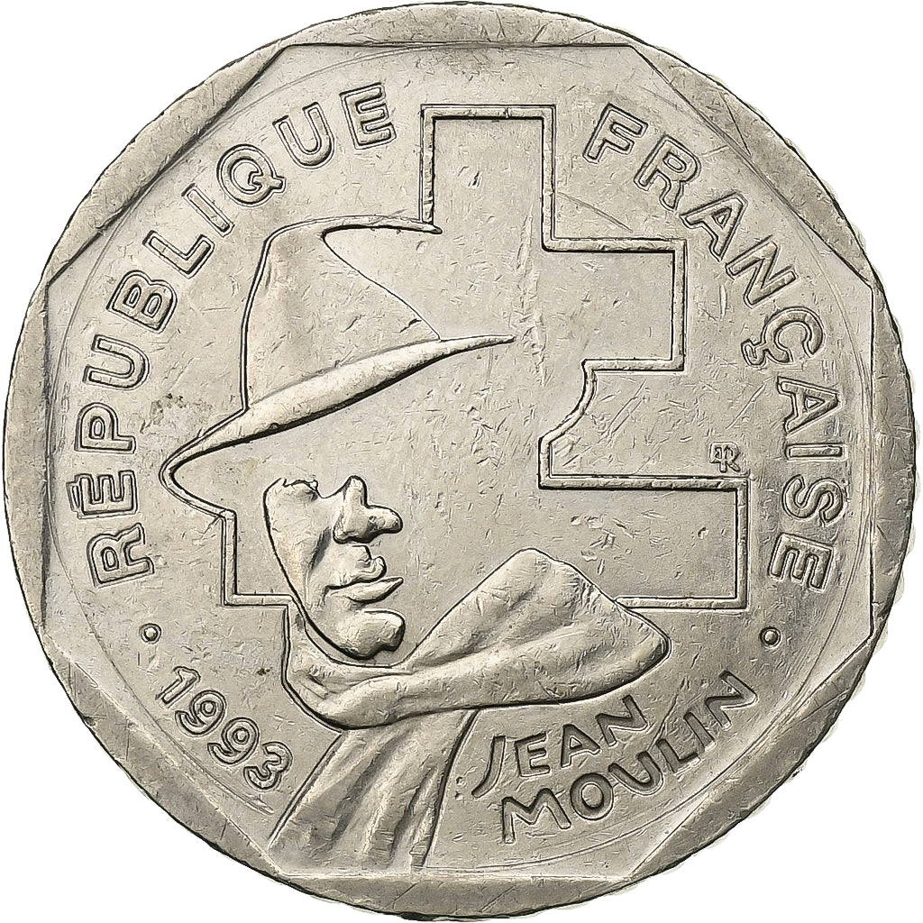 Francia, 2 Francs, Jean Moulin, 1993, Paris, Níquel, MBC+, Gadoury:547, KM:1062