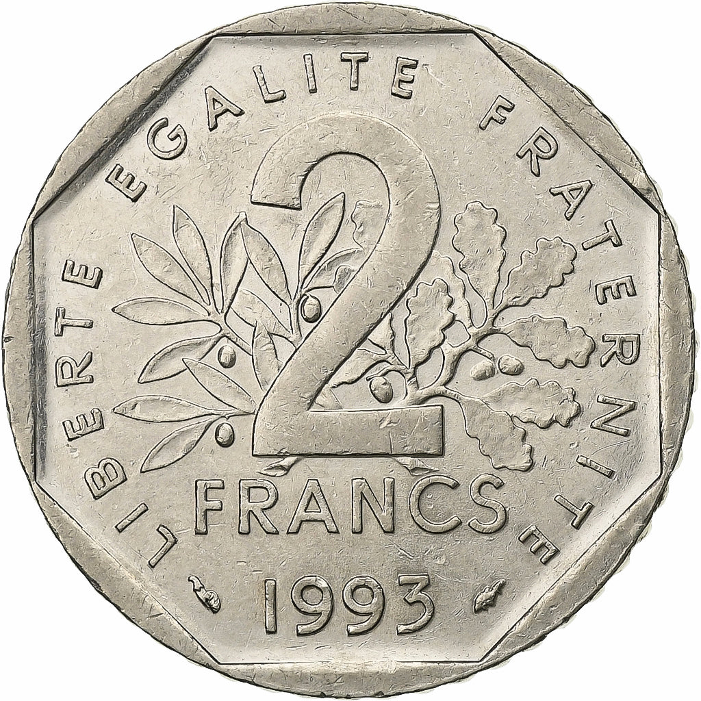 Francia, 2 Francs, Jean Moulin, 1993, Paris, Níquel, MBC+, Gadoury:547, KM:1062