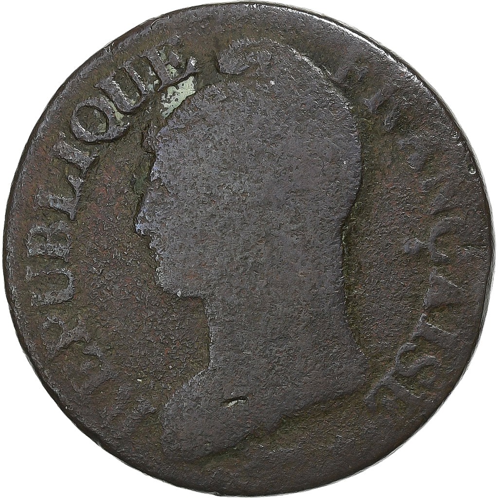 Frankrijk, 5 Centimes, Dupré, AN 8, Lille, Bronzen, ZG, Gadoury:126a, KM:640.11