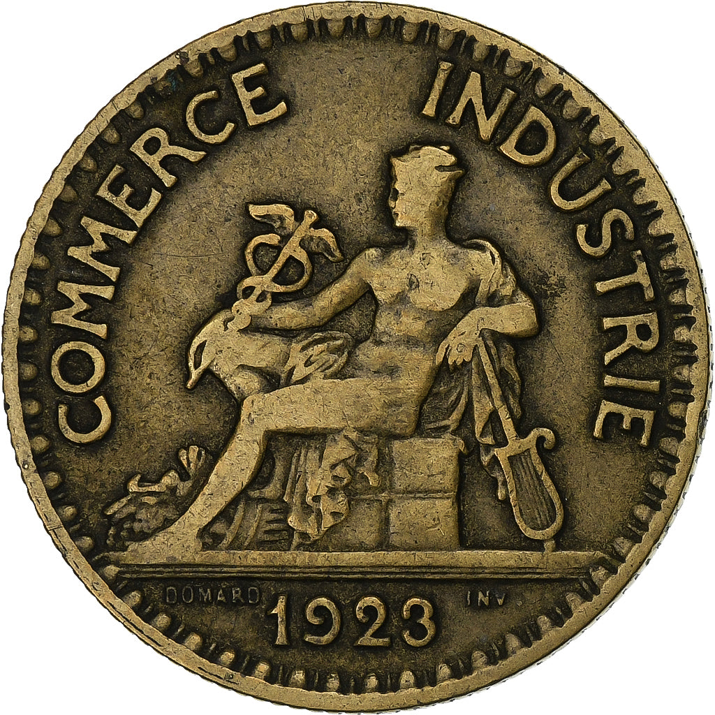 Francia, 2 Francs, Chambre de commerce, 1923, Paris, Aluminio - bronce, BC+