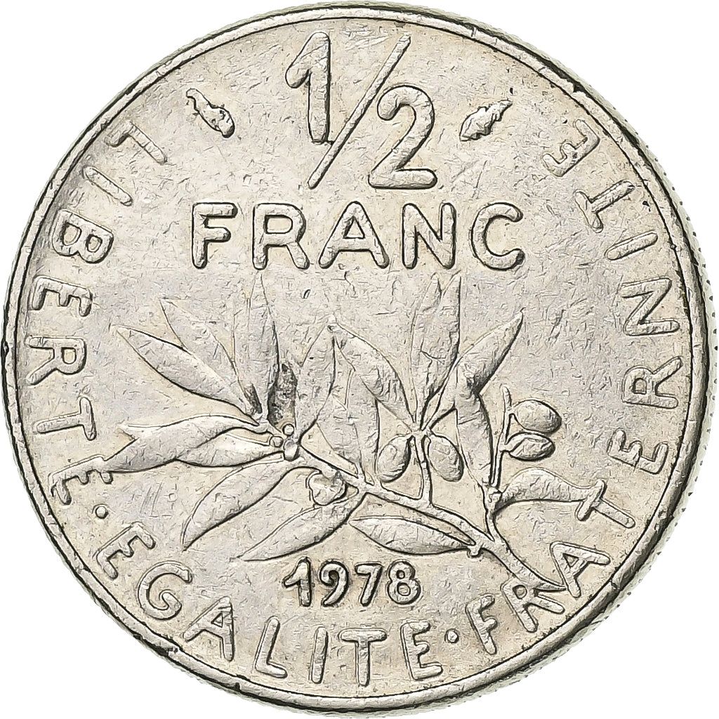 Frankreich, 1/2 Franc, Semeuse, 1978, Paris, Nickel, SS, Gadoury:429, KM:931.1