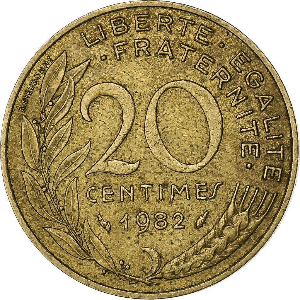 Francia, 20 Centimes, Marianne, 1982, Paris, Alluminio-bronzo, BB+, Gadoury:332