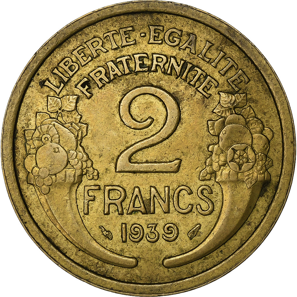 Francia, 2 Francs, Morlon, 1939, Paris, Aluminio - bronce, MBC+, Gadoury:535