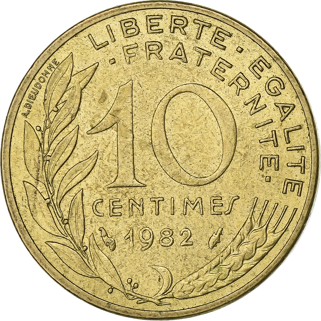 Francia, 10 Centimes, Marianne, 1982, Paris, Aluminio - bronce, MBC+