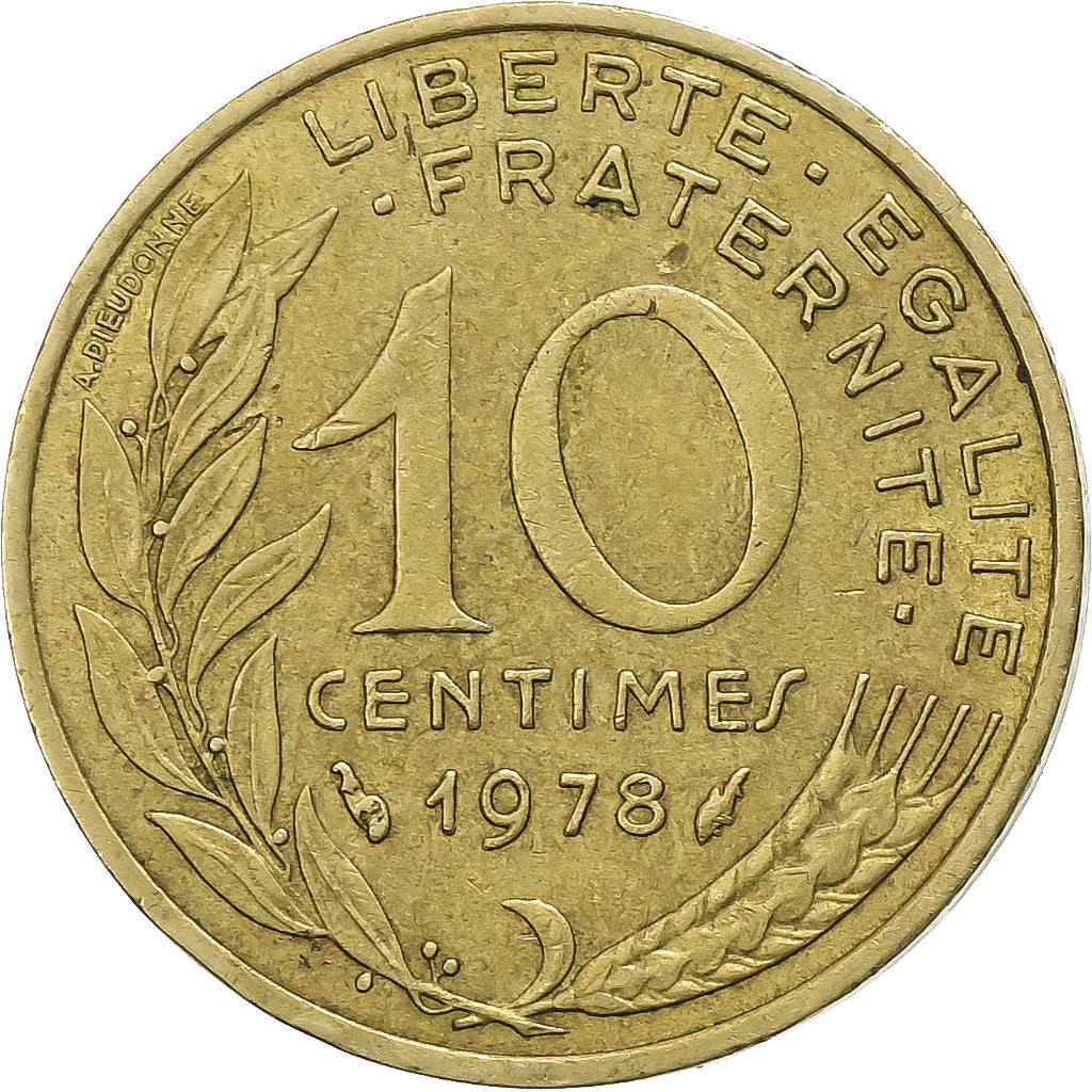 France, 10 Centimes, Marianne, 1978, Paris, Aluminum-Bronze, EF(40-45)