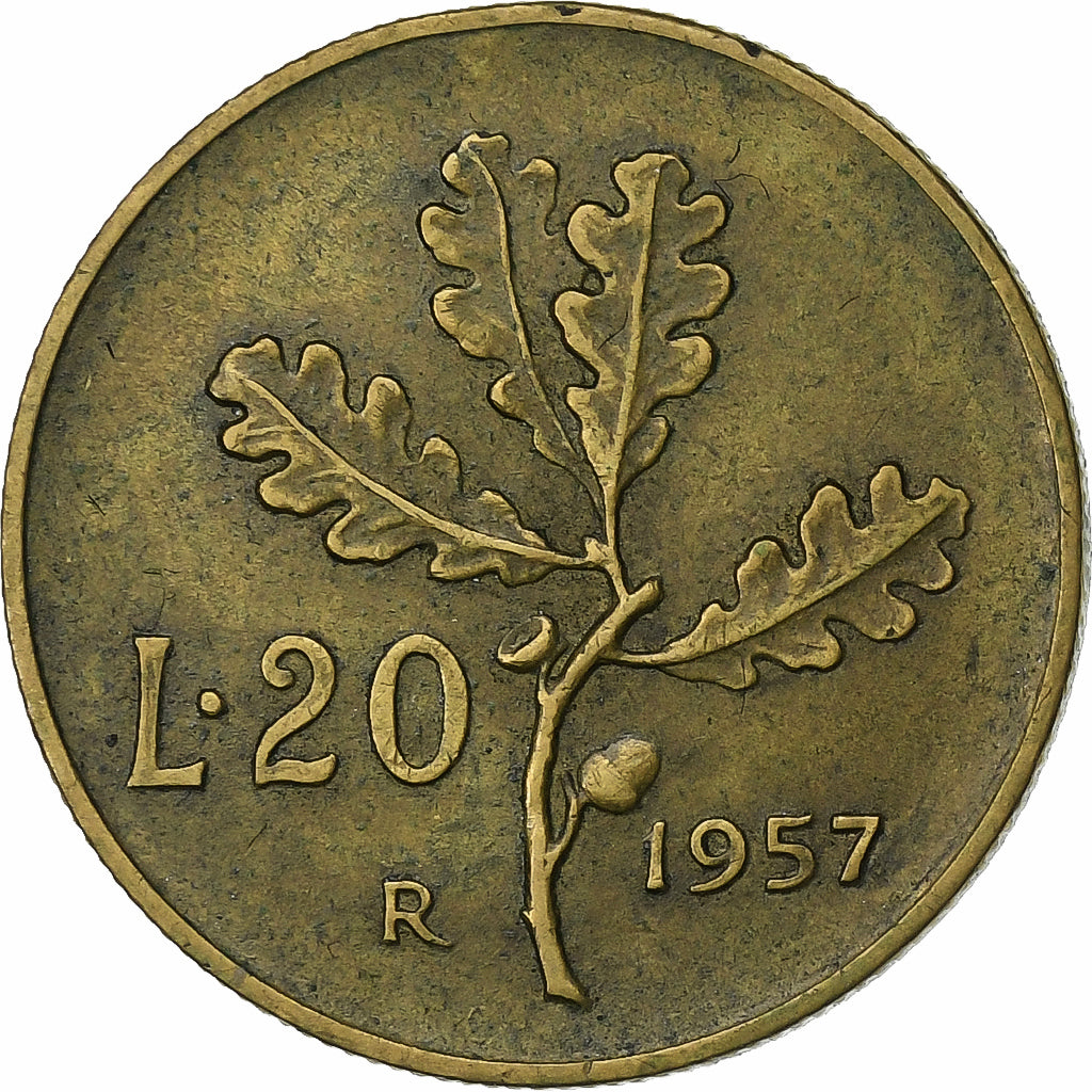 Italie, 20 Lire, 1957, Rome, Bronze-Aluminium, TTB, KM:97.1