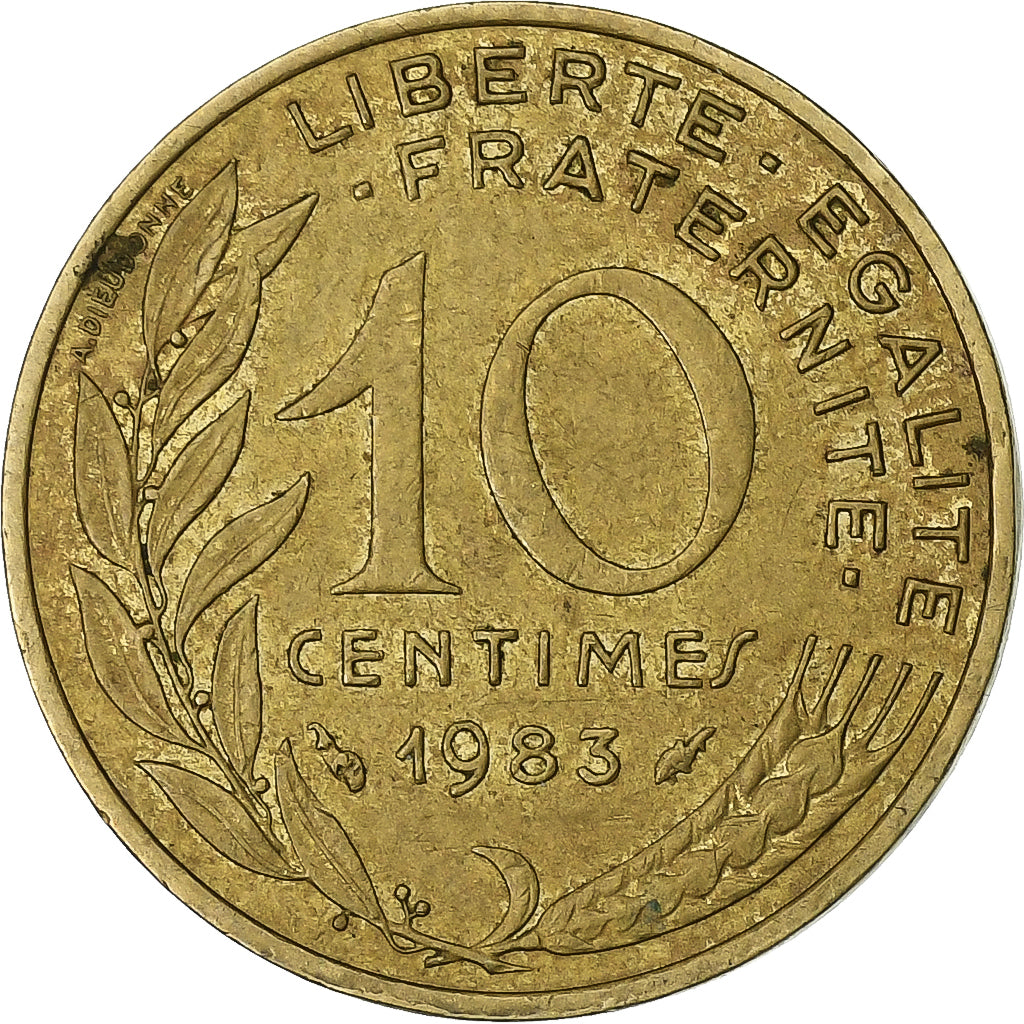 France, 10 Centimes, Marianne, 1983, Paris, Aluminum-Bronze, EF(40-45)