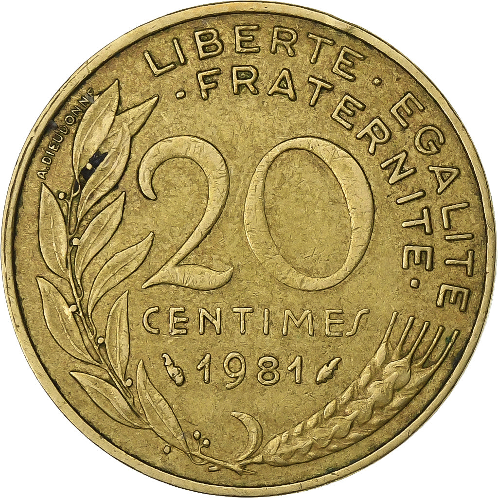 Francia, 20 Centimes, Marianne, 1981, Paris, Alluminio-bronzo, BB, Gadoury:332