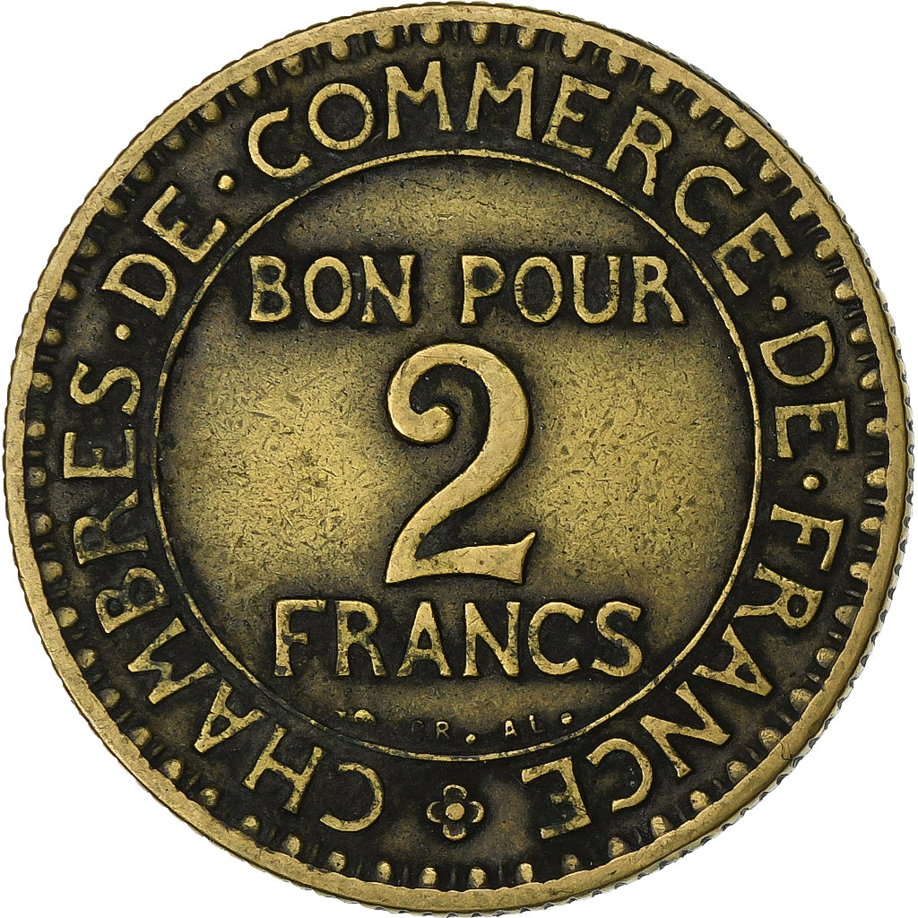 Francia, 2 Francs, Chambre de commerce, 1924, Paris, Aluminio - bronce, MBC