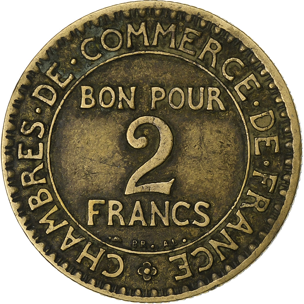 Francia, 2 Francs, Chambre de commerce, 1923, Paris, Aluminio - bronce, MBC