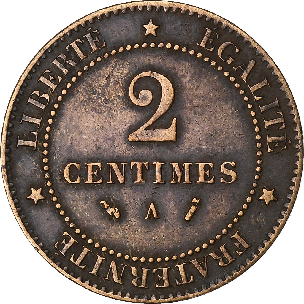 Frankreich, 2 Centimes, Cérès, 1889, Paris, Bronze, SS, Gadoury:105, KM:827.1