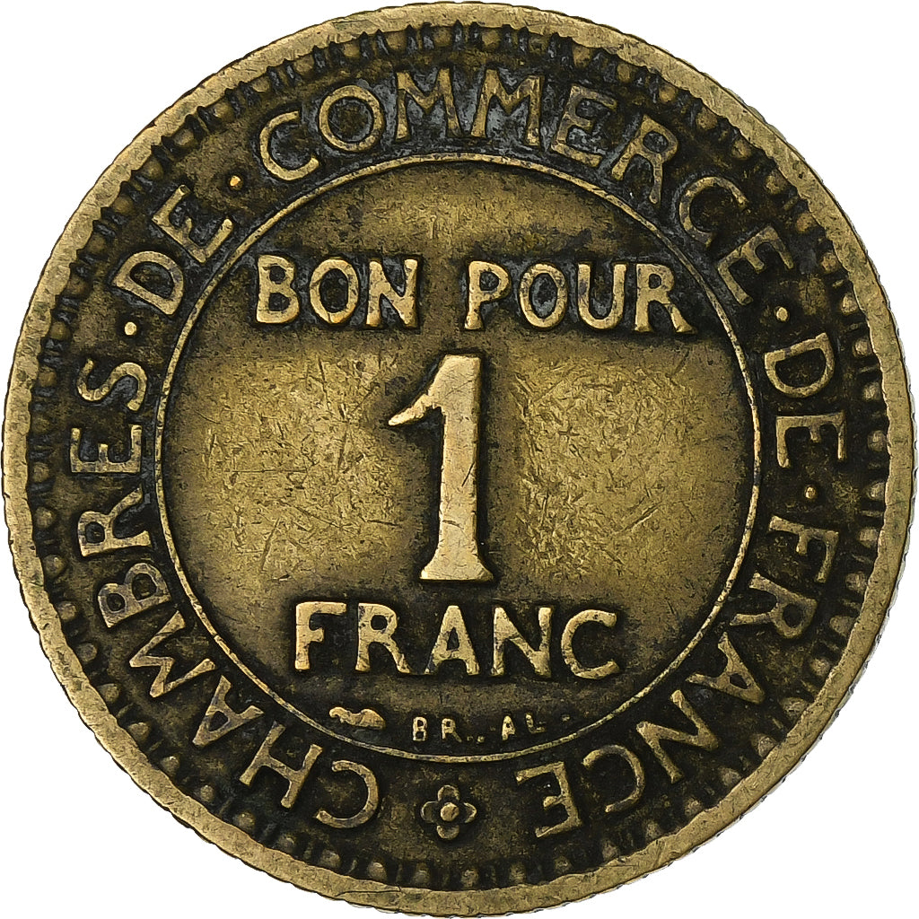 Francja, Franc, Chambre de commerce, 1923, Paris, Aluminium-Brąz, VF(30-35)
