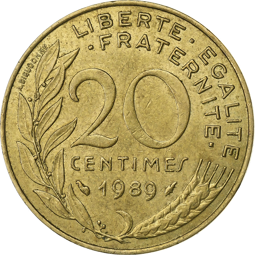 Frankrijk, 20 Centimes, Marianne, 1989, Paris, Aluminum-Bronze, ZF+