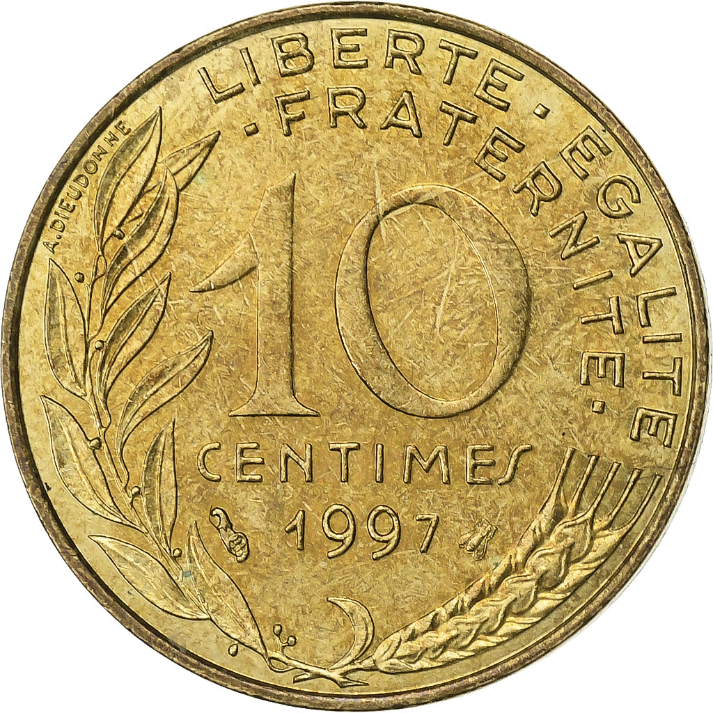 France, 10 Centimes, Marianne, 1997, Paris, Aluminum-Bronze, EF(40-45)
