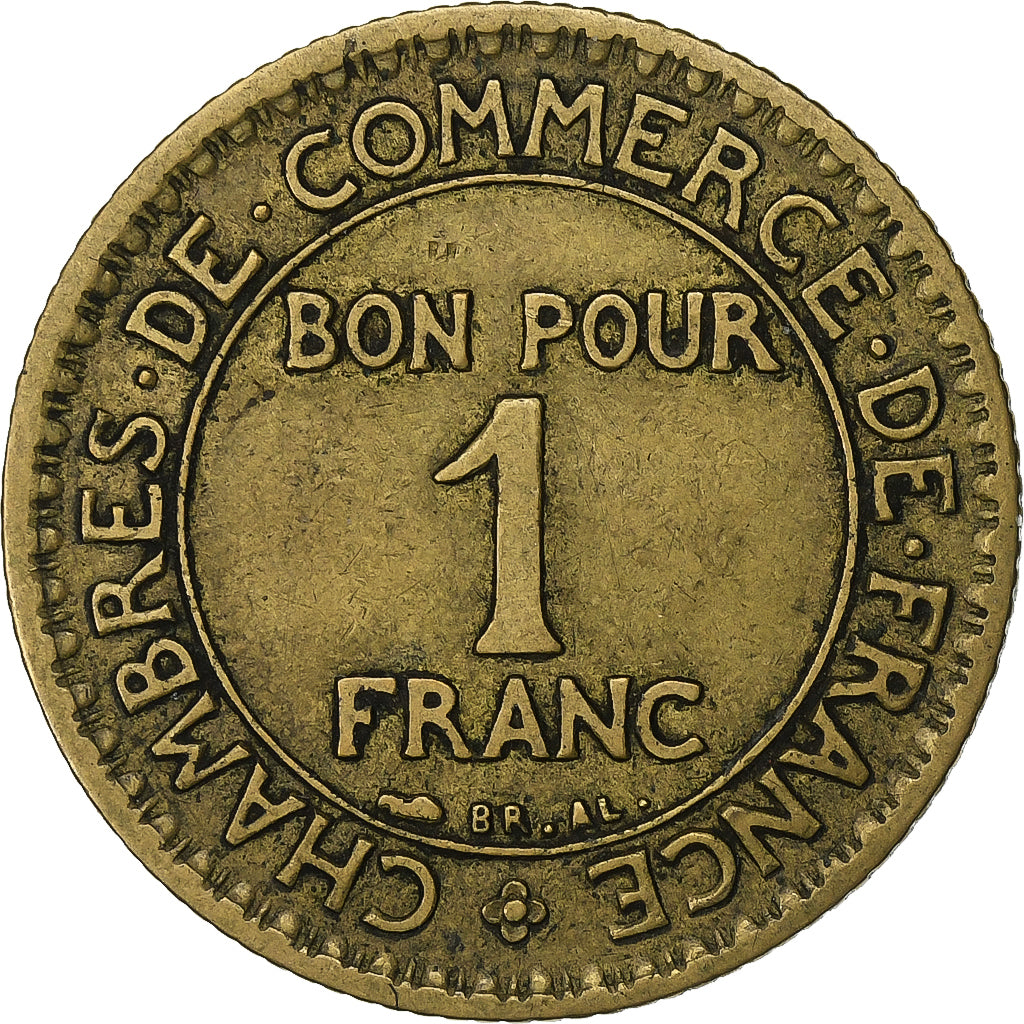 Francja, Franc, Chambre de commerce, 1925, Paris, Aluminium-Brąz, VF(30-35)