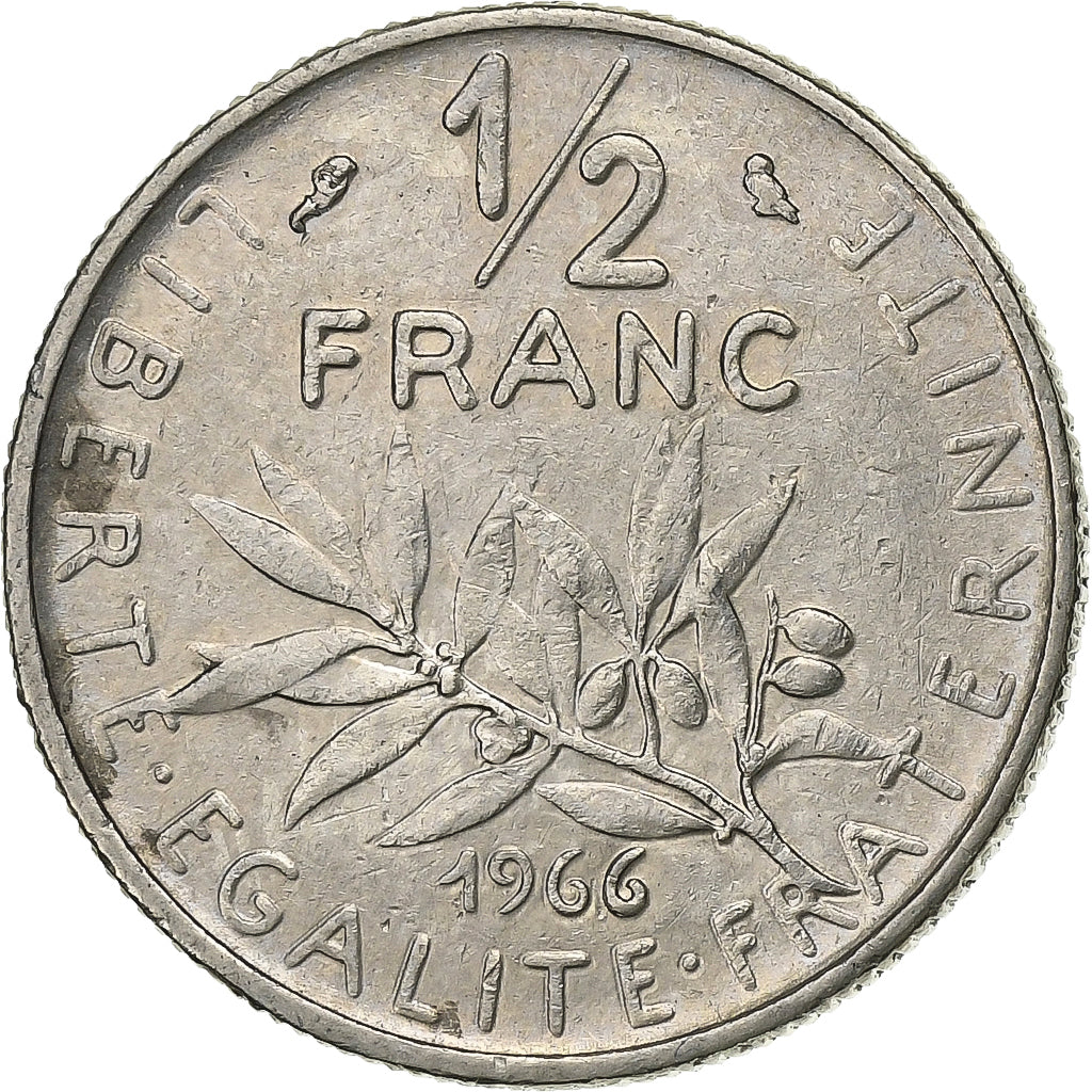 France, 1/2 Franc, Semeuse, 1966, Paris, Nickel, EF(40-45), Gadoury:429