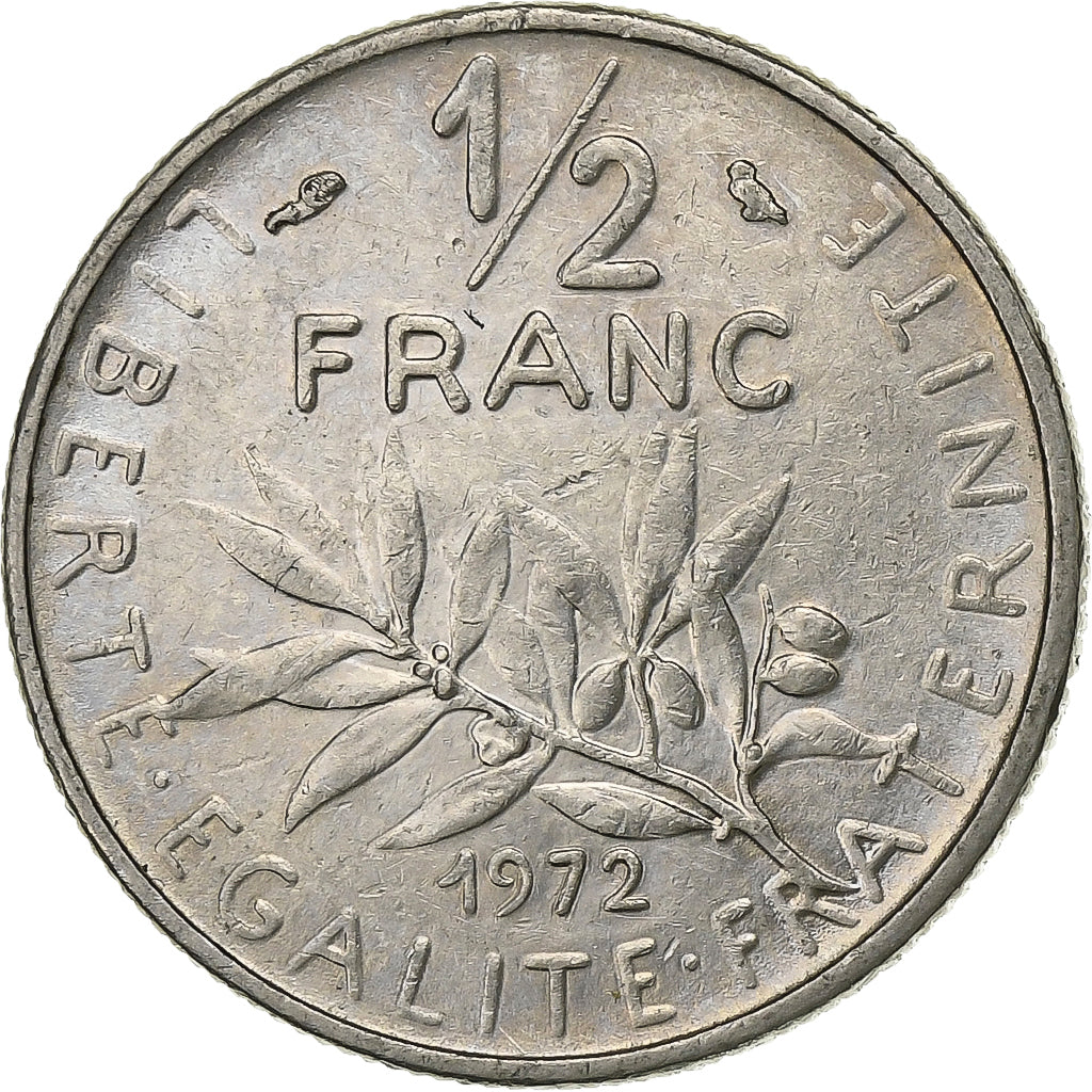 France, 1/2 Franc, Semeuse, 1972, Paris, Nickel, AU(55-58), Gadoury:429