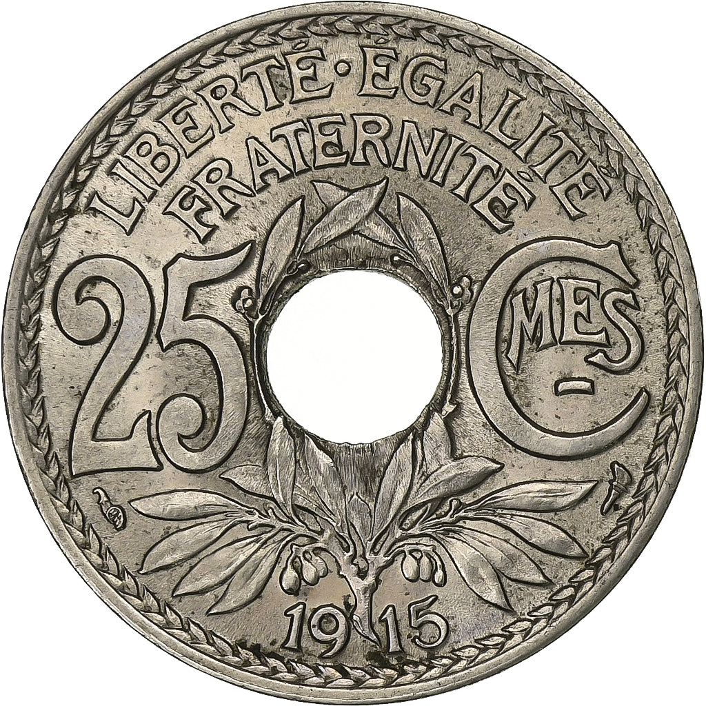 Francia, 25 Centimes, Lindauer, 1915, Paris, Níquel, SC, Gadoury:379, KM:867