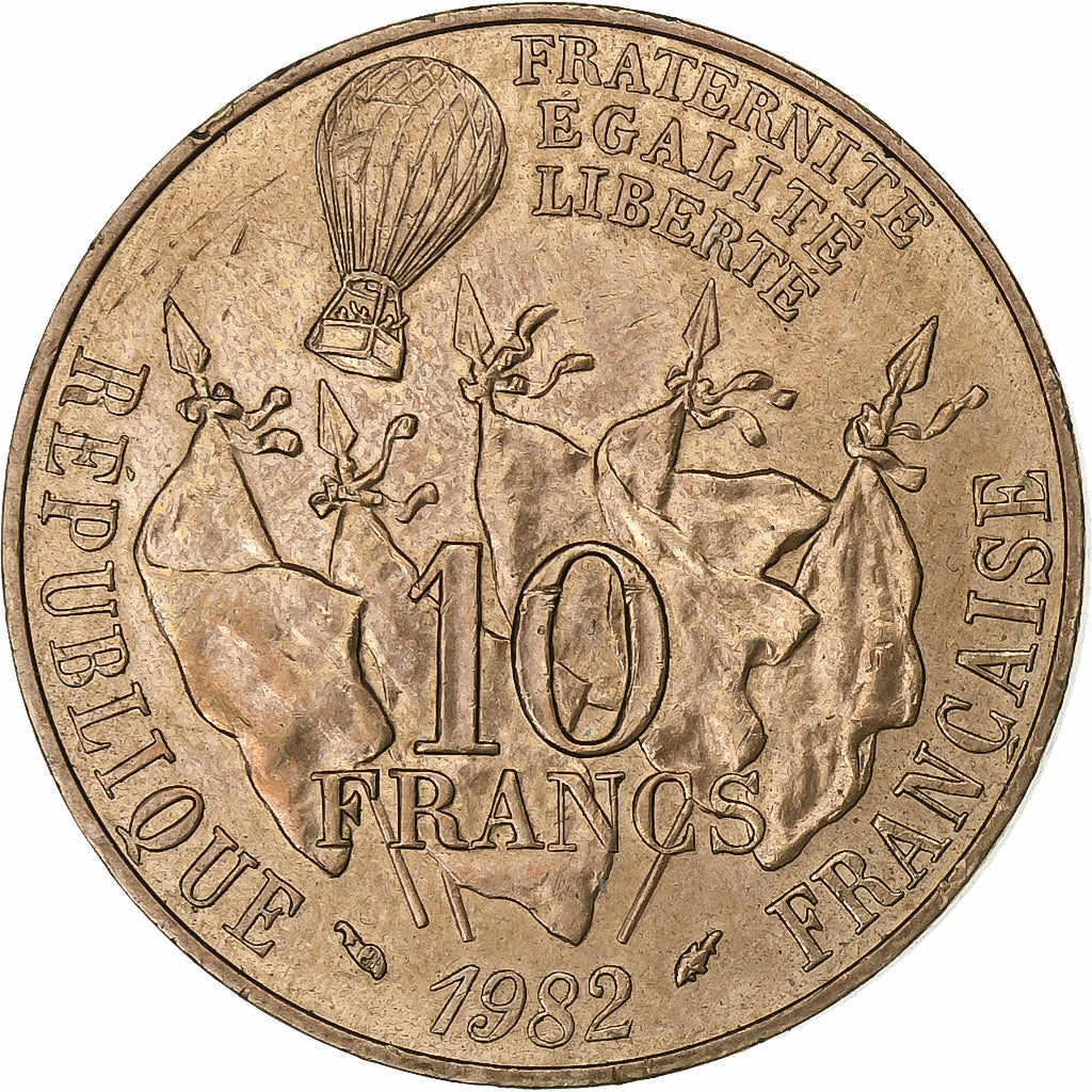Francja, 10 Francs, Gambetta, 1982, Paris, Nikiel-Brąz, AU(50-53), Gadoury:815