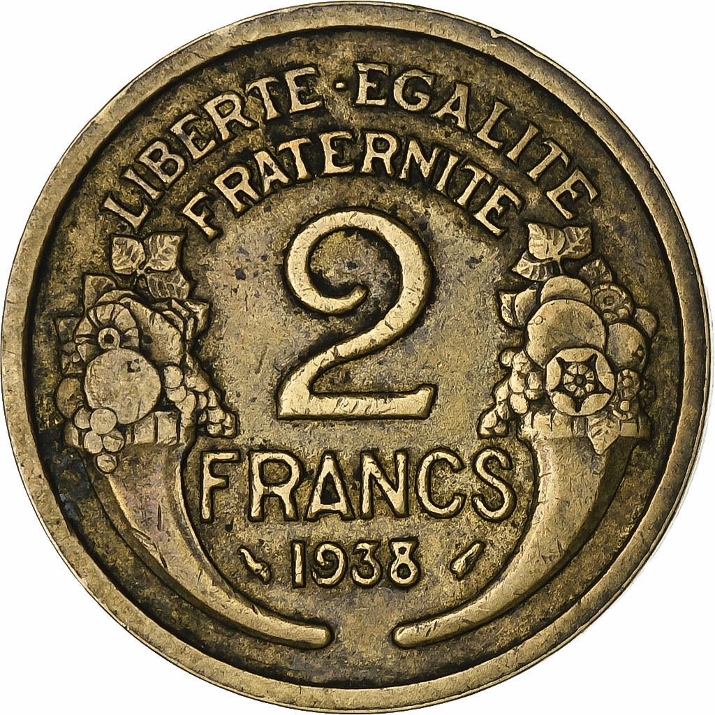 Frankrijk, 2 Francs, Morlon, 1938, Paris, Aluminum-Bronze, ZF, Gadoury:535