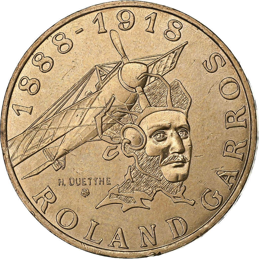 France, 10 Francs, Roland Garros, 1988, Bronze-Aluminium, SUP, Gadoury:821