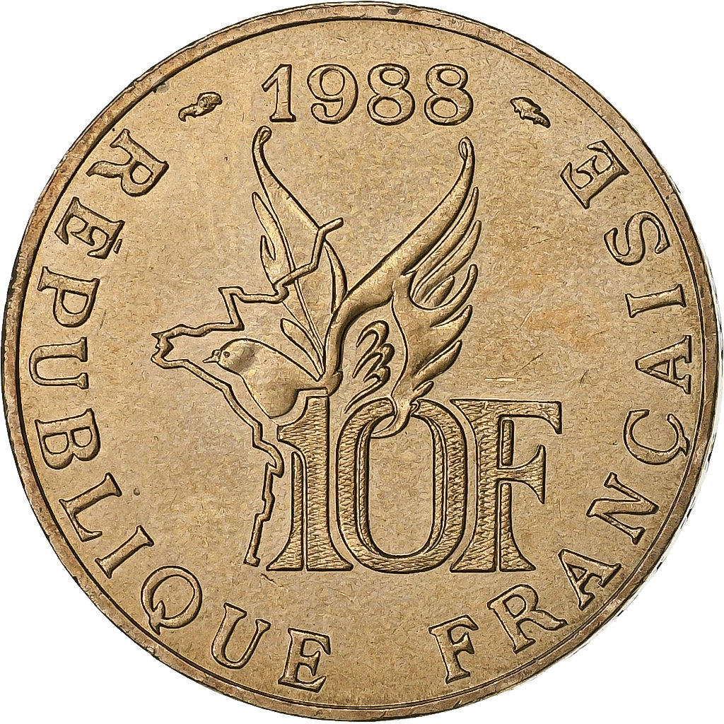 France, 10 Francs, Roland Garros, 1988, Bronze-Aluminium, SUP, Gadoury:821