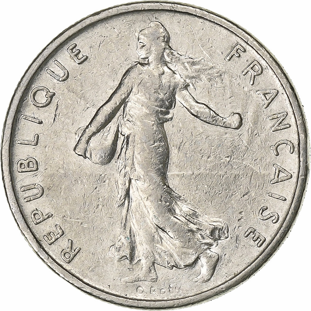 Francja, 1/2 Franc, Semeuse, 1973, Paris, Nikiel, EF(40-45), Gadoury:429