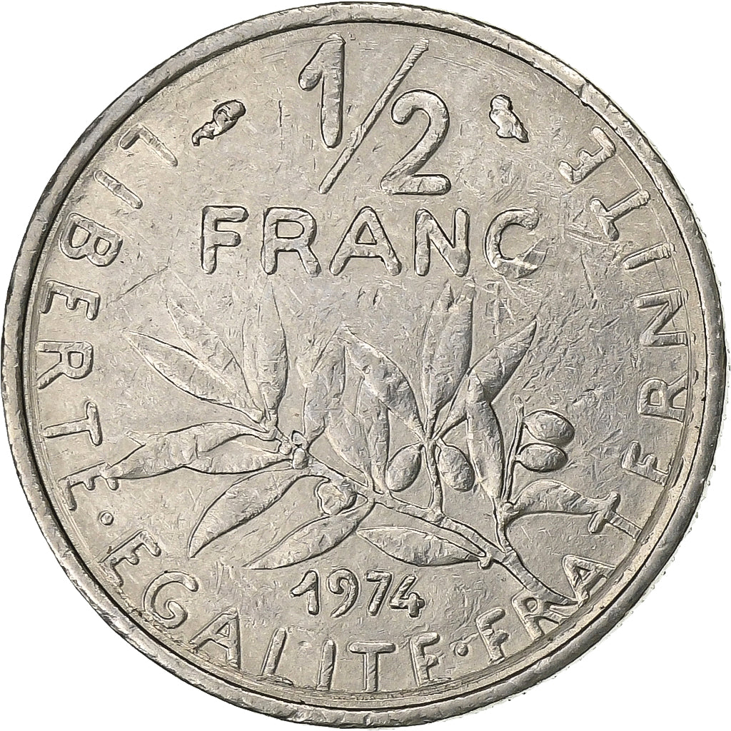 France, 1/2 Franc, Semeuse, 1974, Paris, Nickel, EF(40-45), Gadoury:429