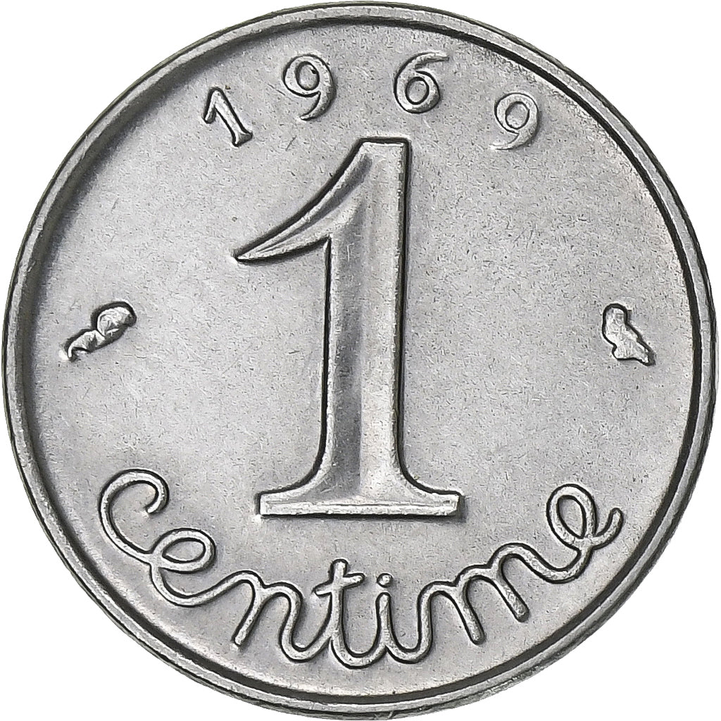 França, Centime, Épi, 1969, Paris, Aço Inoxidável, MS(60-62), Gadoury:91