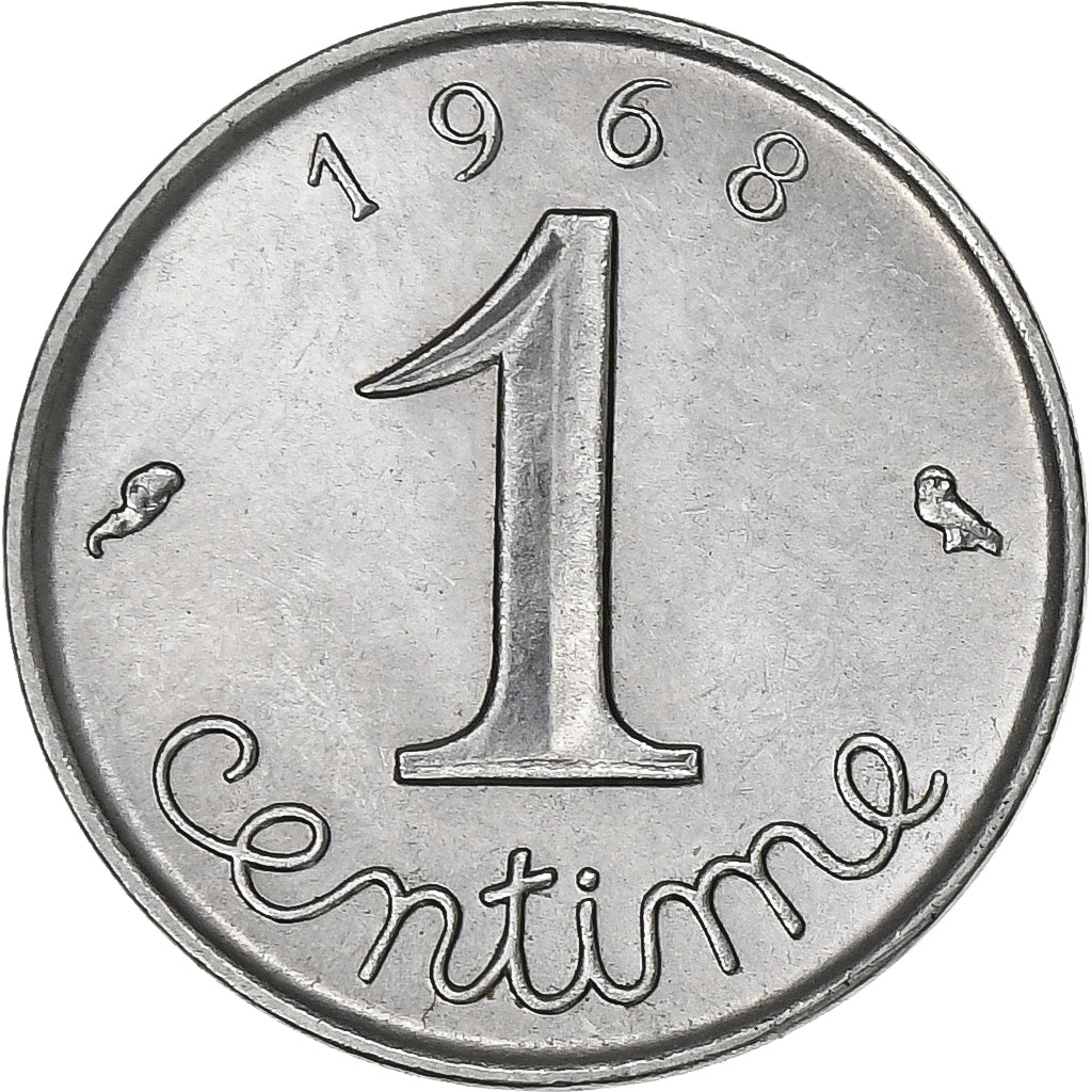 França, Centime, Épi, 1968, Paris, Aço Inoxidável, MS(63), Gadoury:91