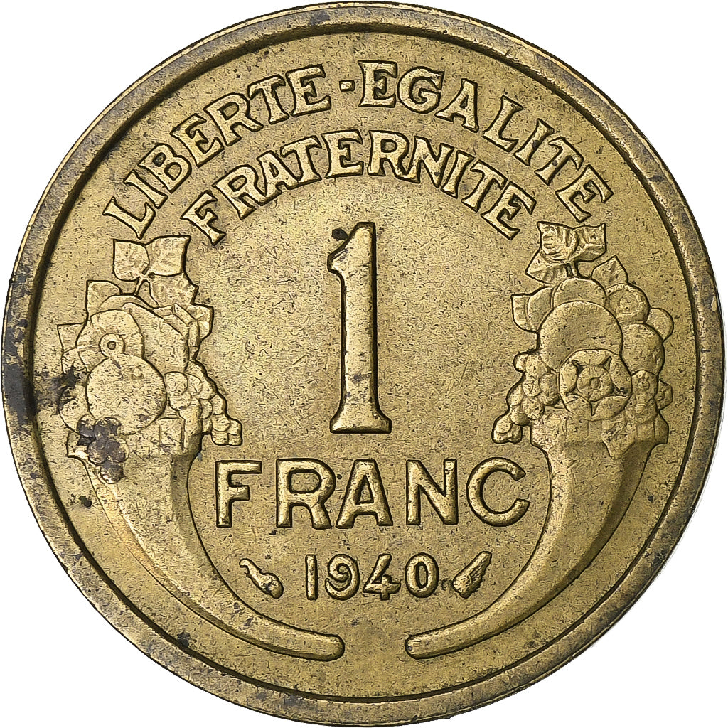 Francja, Franc, Morlon, 1940, Paris, Aluminium-Brąz, AU(50-53), Gadoury:470