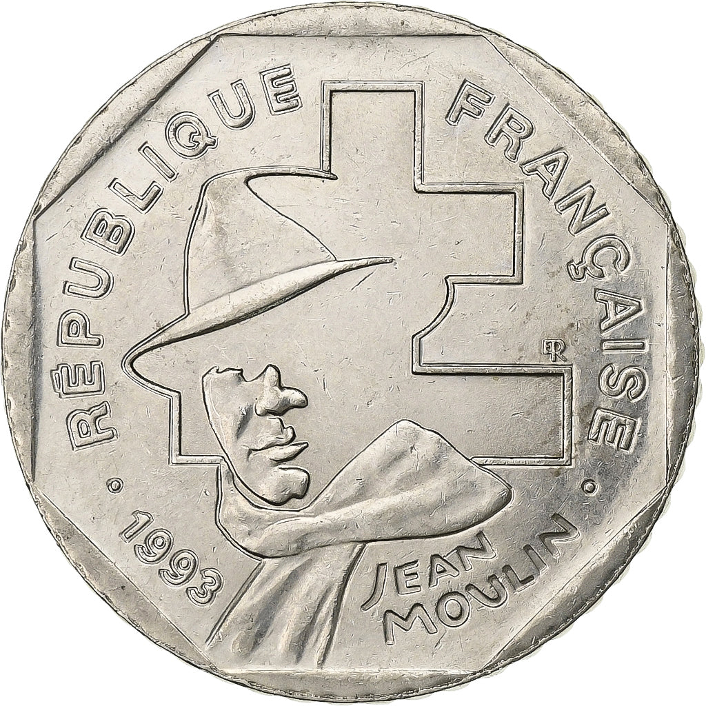 Francia, 2 Francs, Jean Moulin, 1993, Paris, Níquel, EBC, KM:876