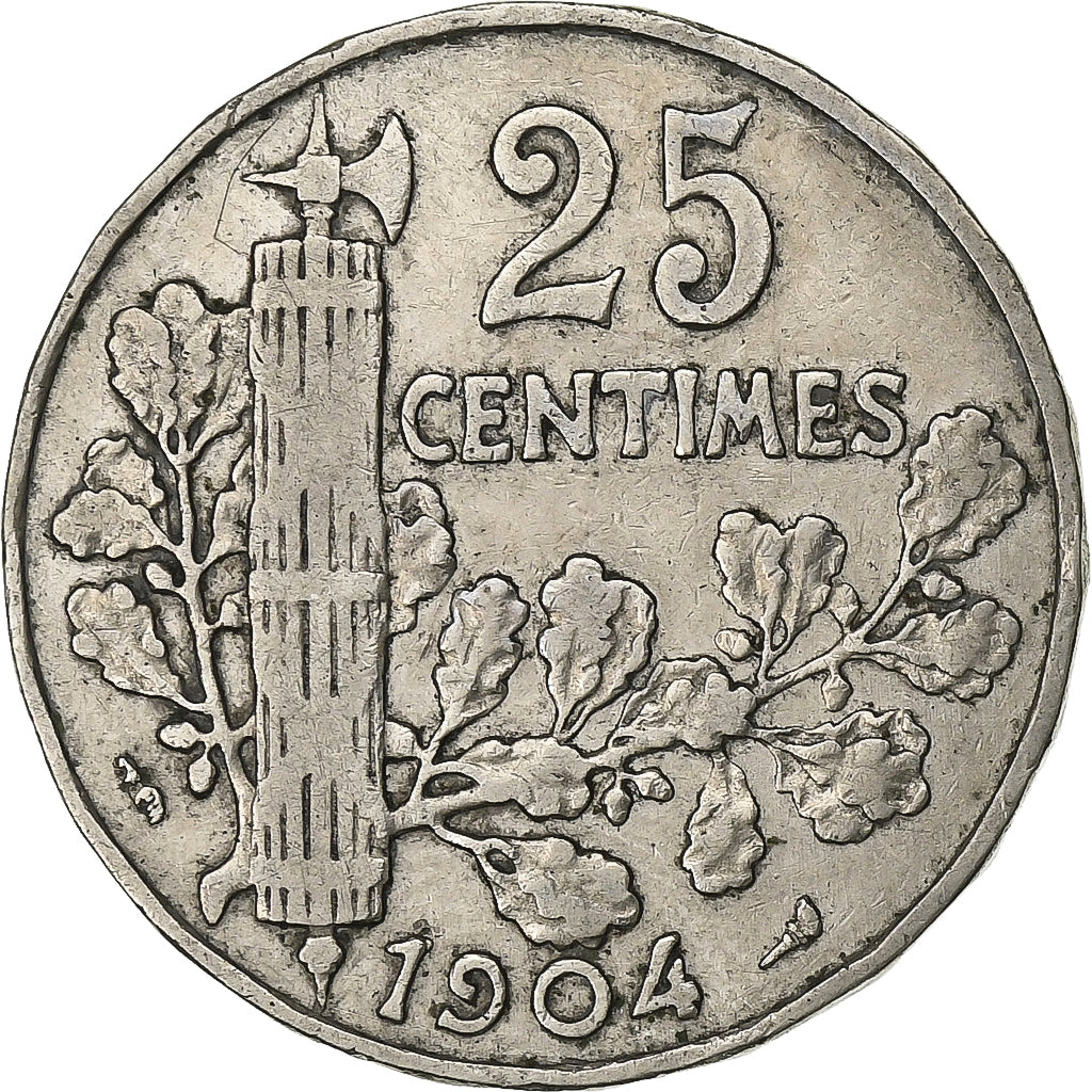 Francia, 25 Centimes, Patey, 1904, Níquel, BC+, Gadoury:364, KM:856