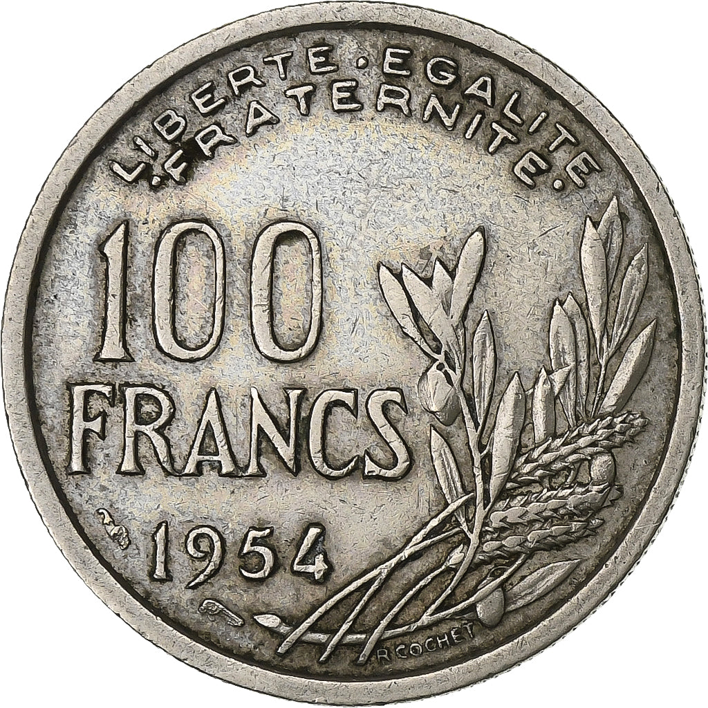 Frankreich, 100 Francs, Cochet, 1954, Paris, Kupfer-Nickel, S+, KM:919.1