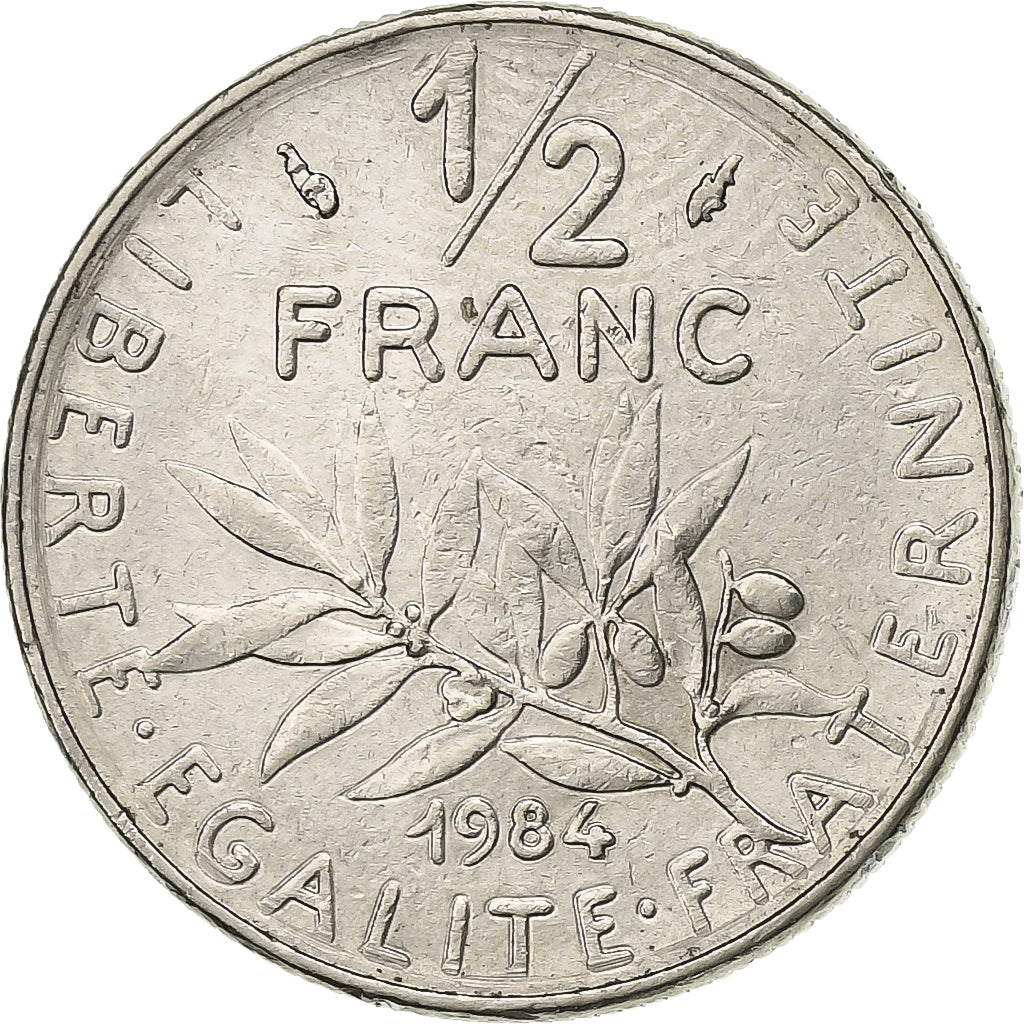 Francia, 1/2 Franc, Semeuse, 1984, Paris, FDC, Nichel, BB+, Gadoury:429