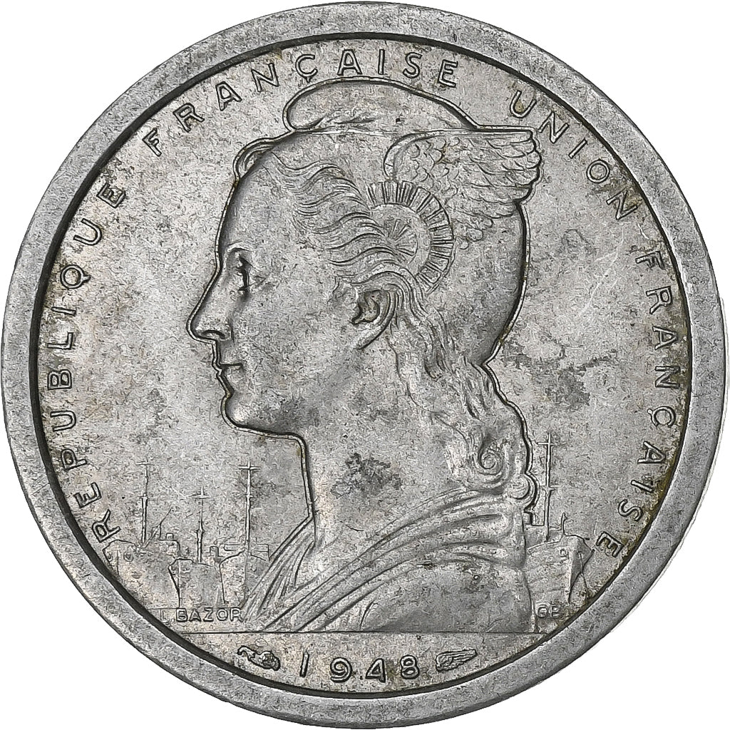 Madagascar, 2 Francs, 1948, Paris, Aluminum, AU(50-53), KM:4
