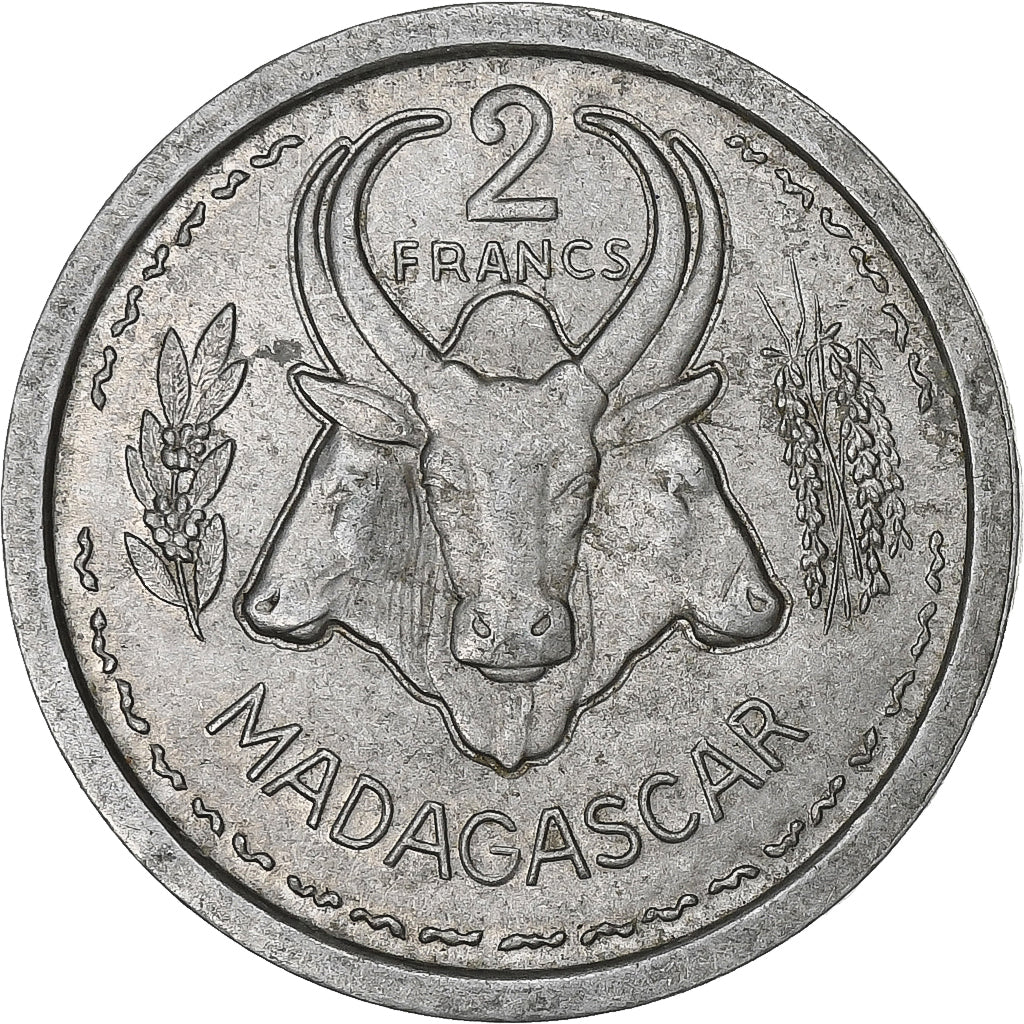 Madagascar, 2 Francs, 1948, Paris, Aluminum, AU(50-53), KM:4