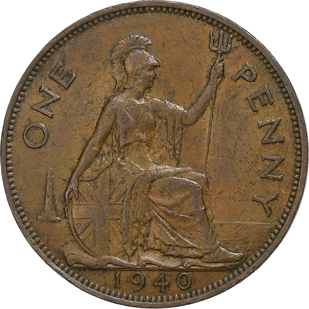 Gran Bretaña, George VI, Penny, 1940, Bronce, BC+, KM:845