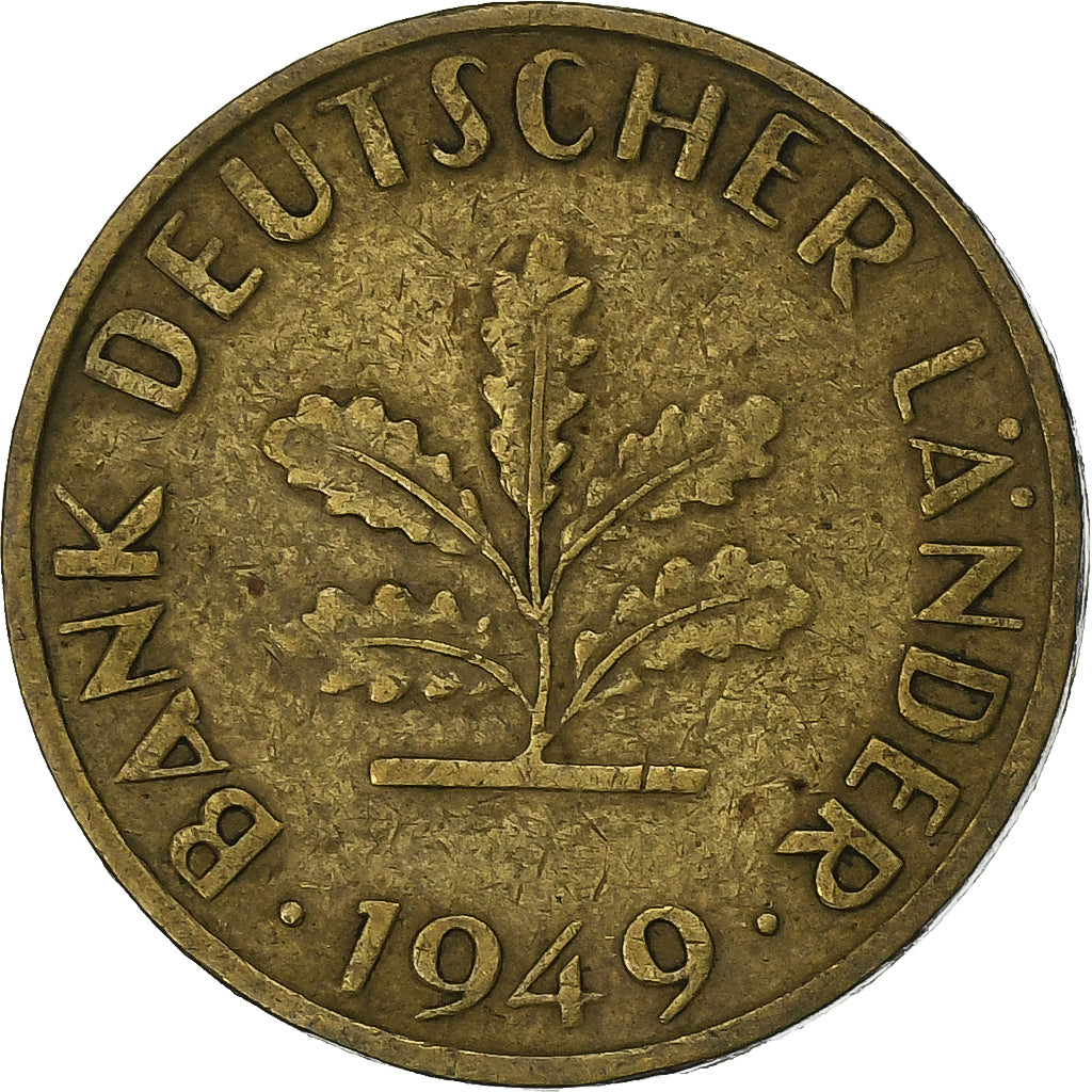 GERMANIA - REPUBBLICA FEDERALE, 10 Pfennig, 1949, Munich, Acciaio ricoperto in