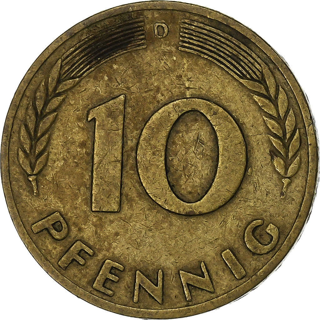 GERMANIA - REPUBBLICA FEDERALE, 10 Pfennig, 1949, Munich, Acciaio ricoperto in