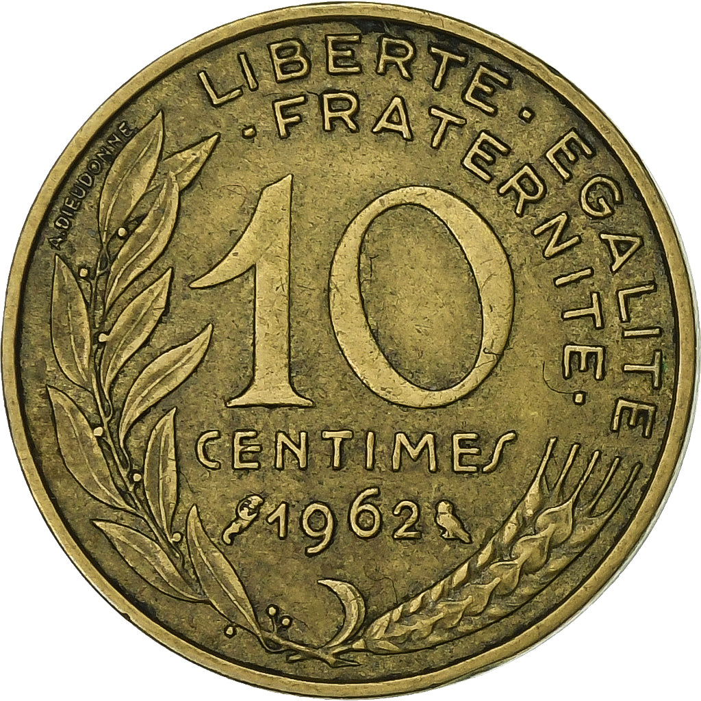Frankreich, 10 Centimes, Marianne, 1962, Paris, Aluminum-Bronze, SS