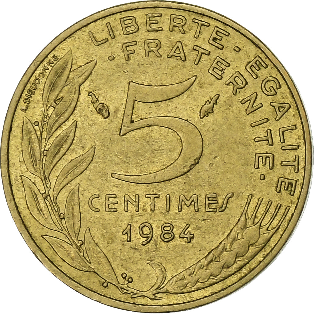 France, 5 Centimes, Marianne, 1984, Paris, Bronze-Aluminium, SUP, Gadoury:175
