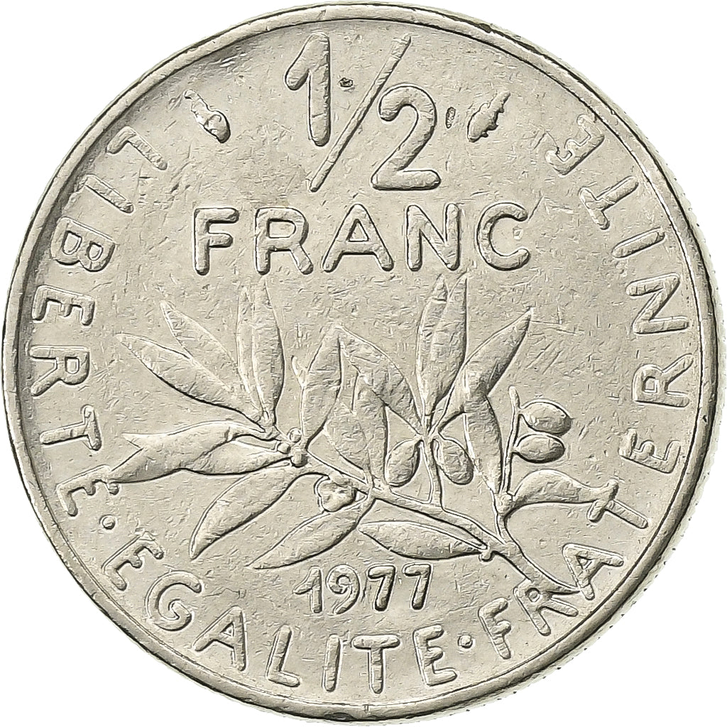 Frankreich, 1/2 Franc, Semeuse, 1977, Paris, Nickel, SS, Gadoury:429, KM:931.1