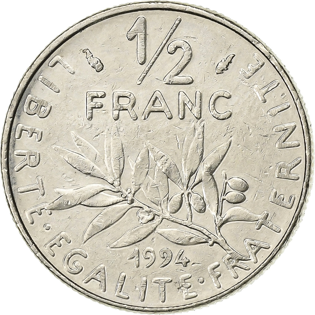 France, 1/2 Franc, Semeuse, 1994, Paris, Nickel, EF(40-45), Gadoury:429