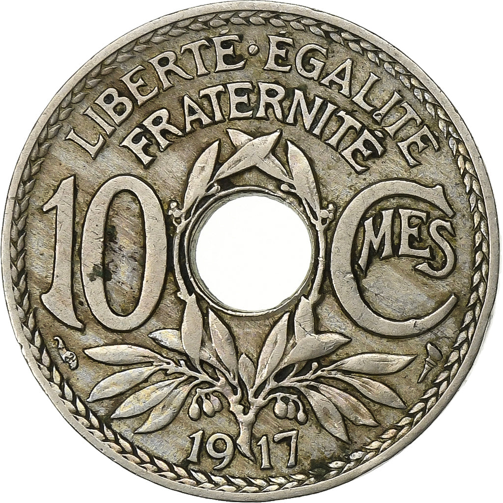 Francia, 10 Centimes, Lindauer, 1917, Paris, Rame-nichel, BB, KM:866a