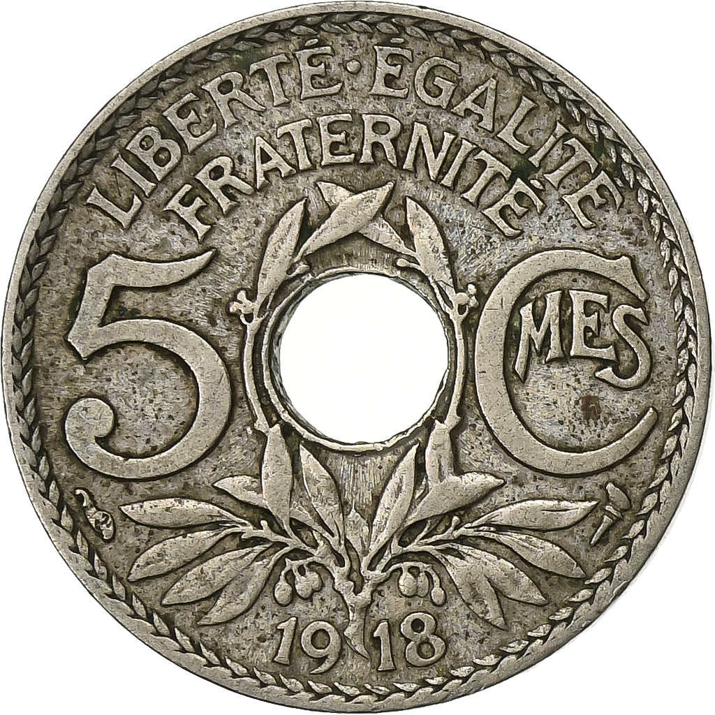 Francia, 5 Centimes, Lindauer, 1918, Paris, Rame-nichel, BB, Gadoury:169, KM:865