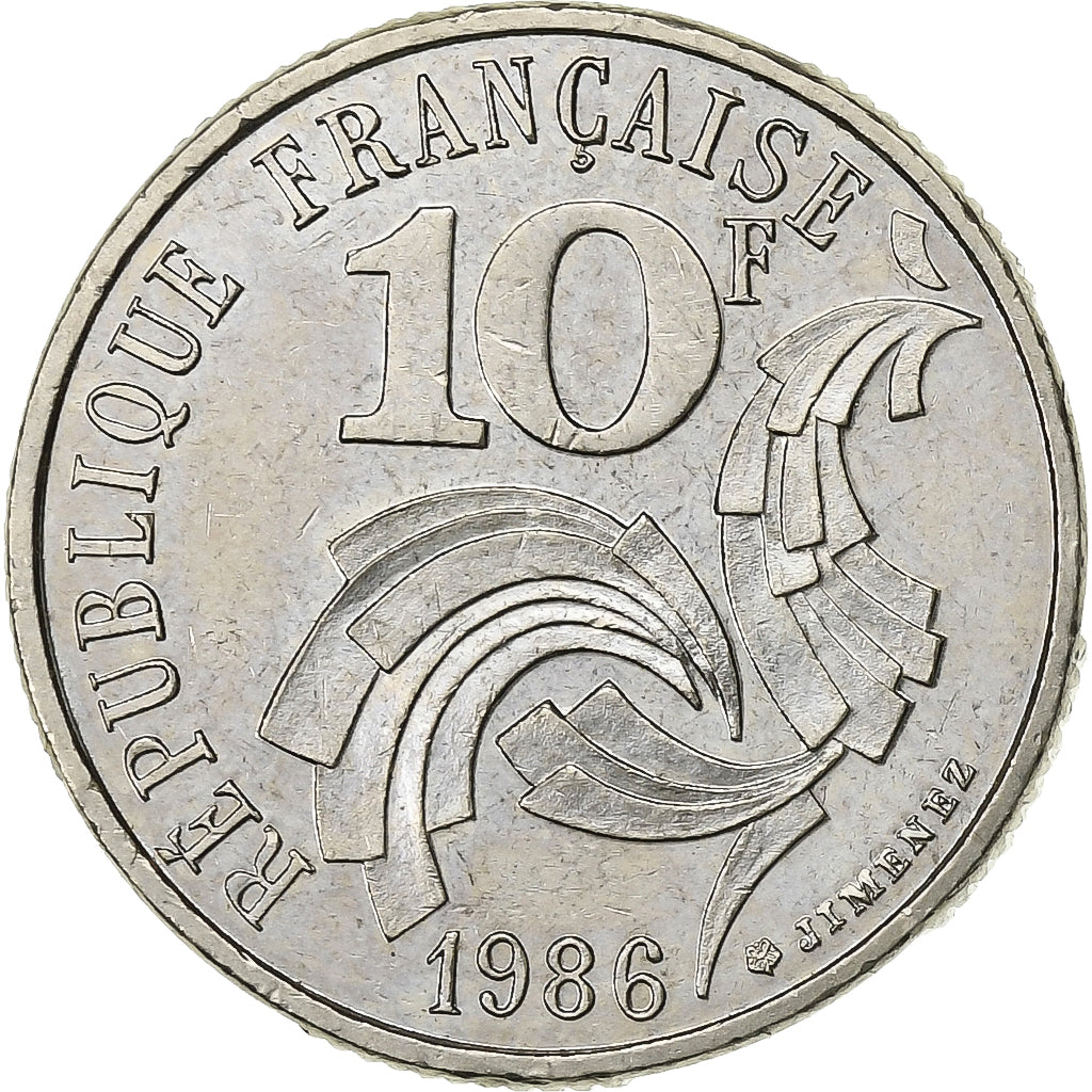 France, 10 Francs, Jimenez, 1986, Paris, Nickel, EF(40-45), KM:959