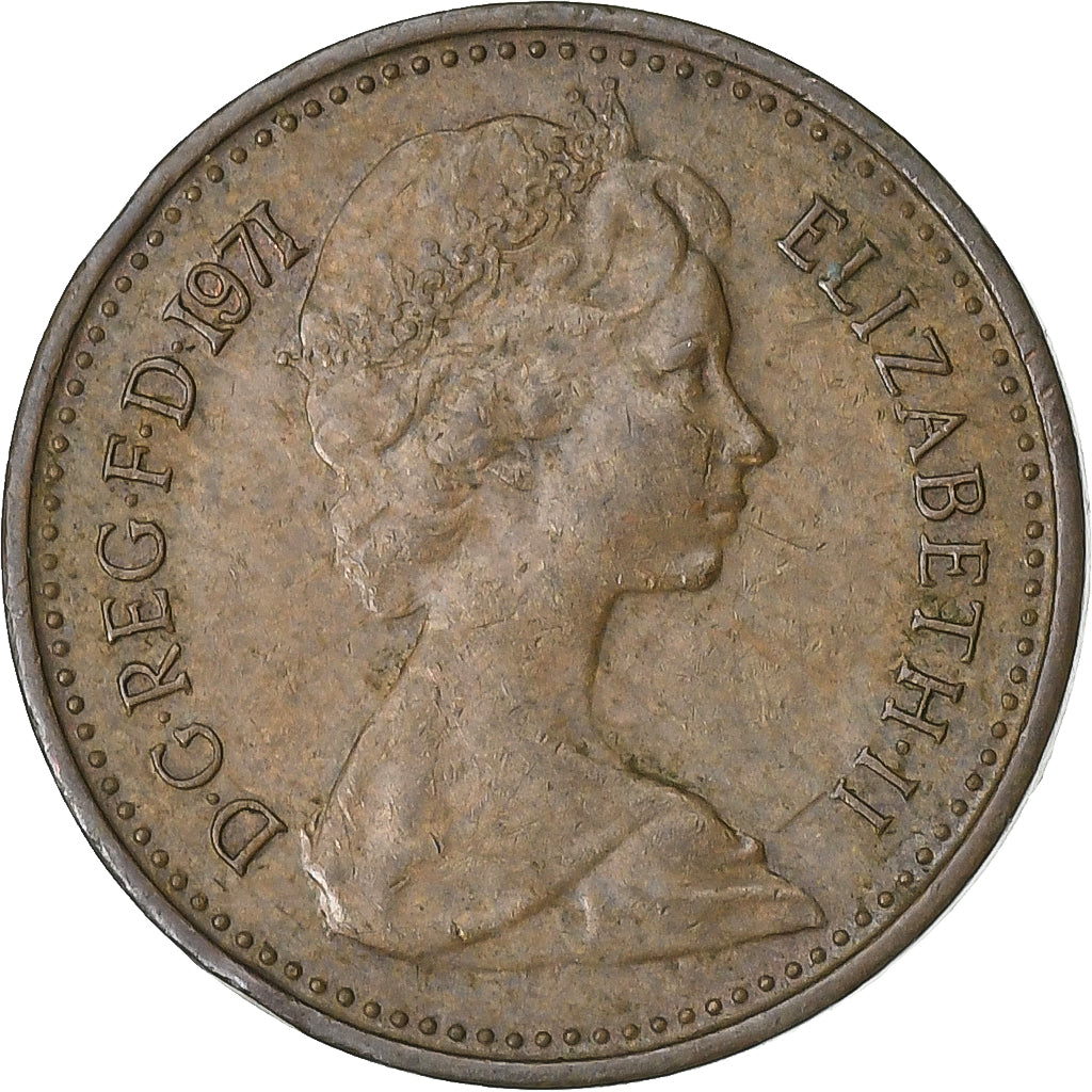 Groot Bretagne, Elizabeth II, 1/2 New Penny, 1971, British Royal Mint, Bronzen