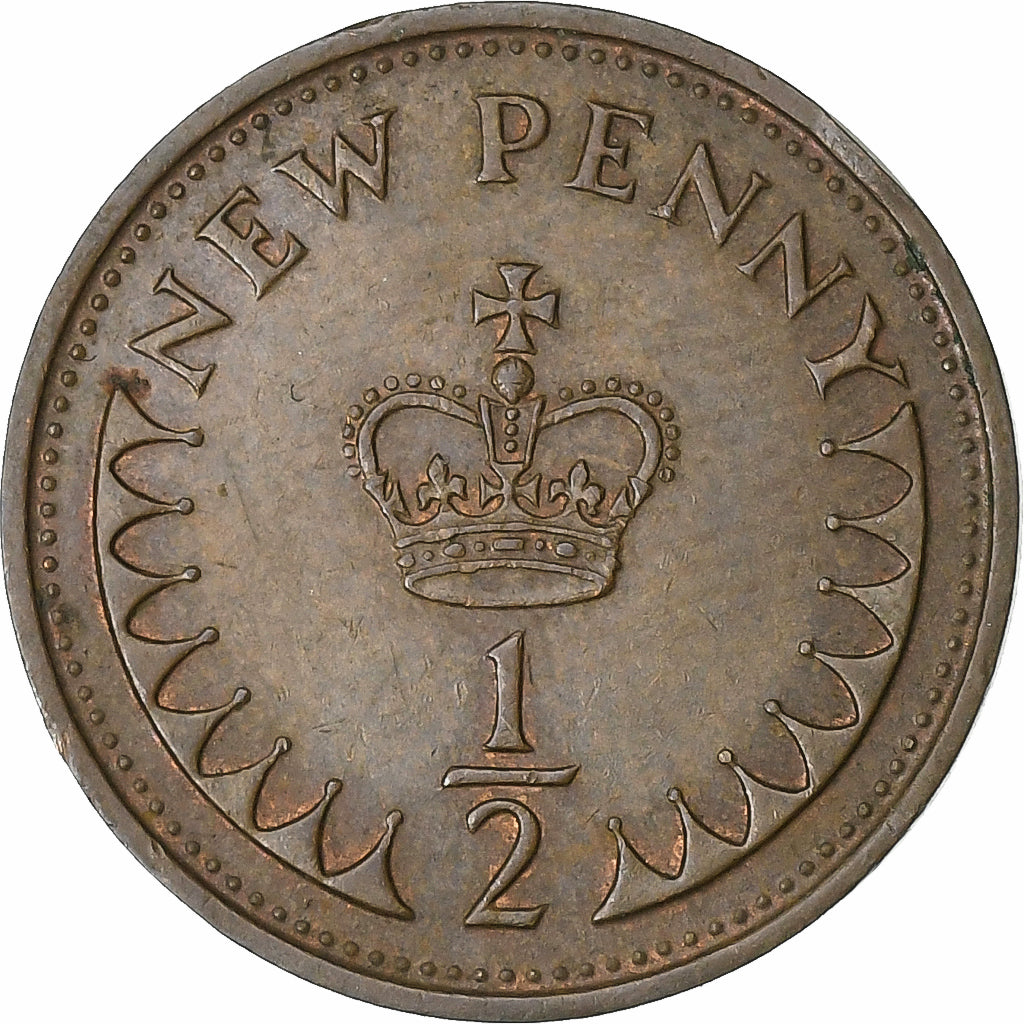 Groot Bretagne, Elizabeth II, 1/2 New Penny, 1971, British Royal Mint, Bronzen