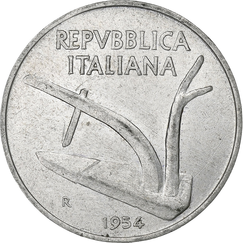 Italia, 10 Lire, 1954, Rome, Aluminio, MBC+, KM:93